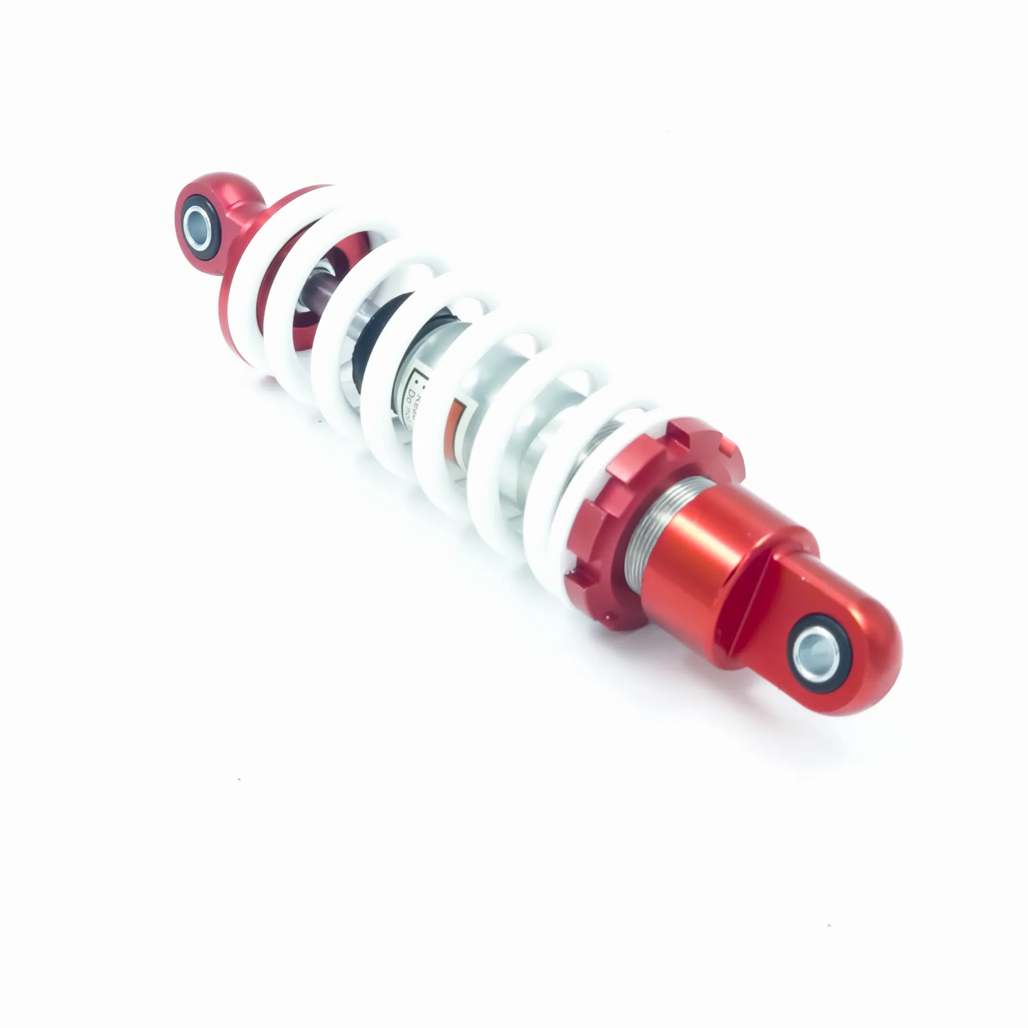 260mm coilover shock absorber with white spring and 10mm mounting eyelets