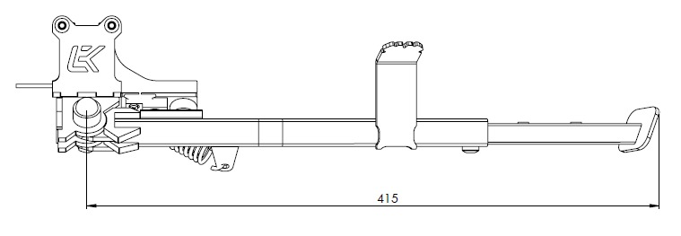 Technical drawing and dimensions schematic of the ELEEK At-kick Z415 adjustable kickstand (415 mm length)