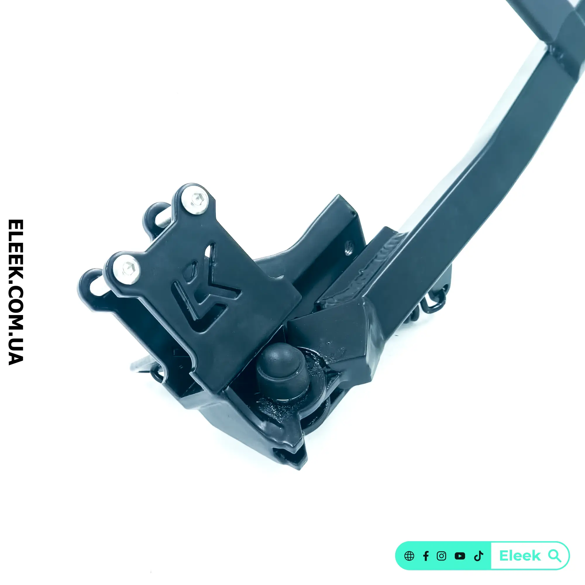 Close-up of the ELEEK At-kick Z415 kickstand mounting bracket with the stamped brand logo
