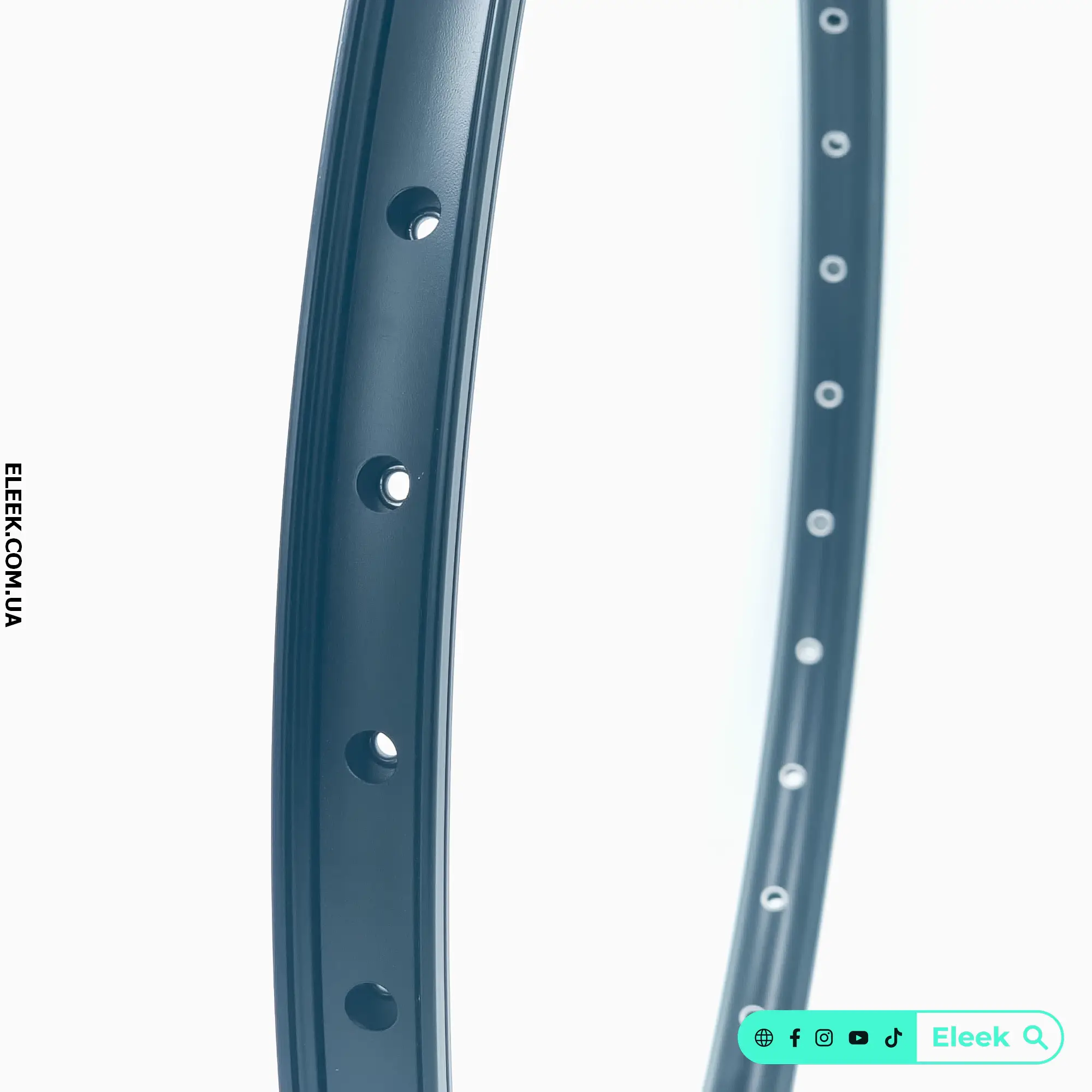 Close-up of 26 inch double-walled eyeleted bicycle rim profile